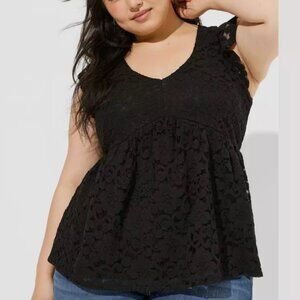 GUC Stretch Lace V-Neck Ruffle Babydoll